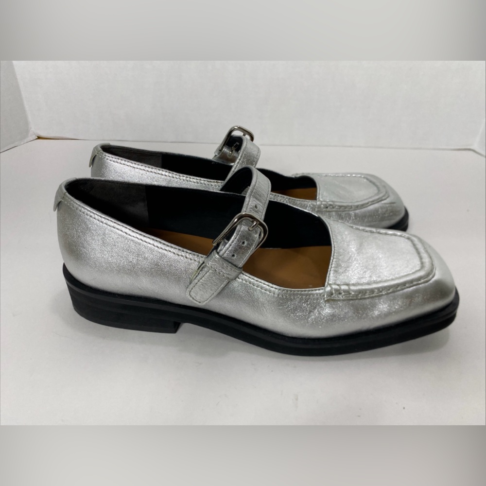 Labucq LADIES’ NORMAN MARYJANE SHOE Silver EU 38 US 7.5-8 UK 5 VGC Italy